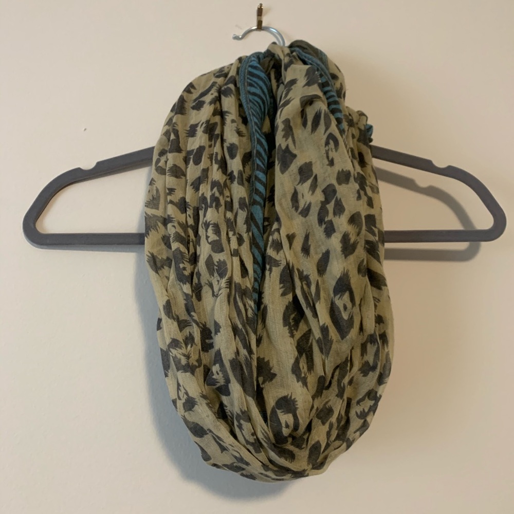 Cheetah and Blue Infinity Scarf